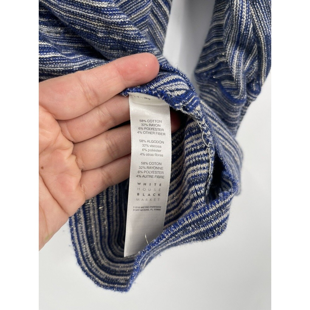 White‎ House Black Market Cold Shoulder Striped V Neck Sweater Top Womens XS - Picture 5 of 8